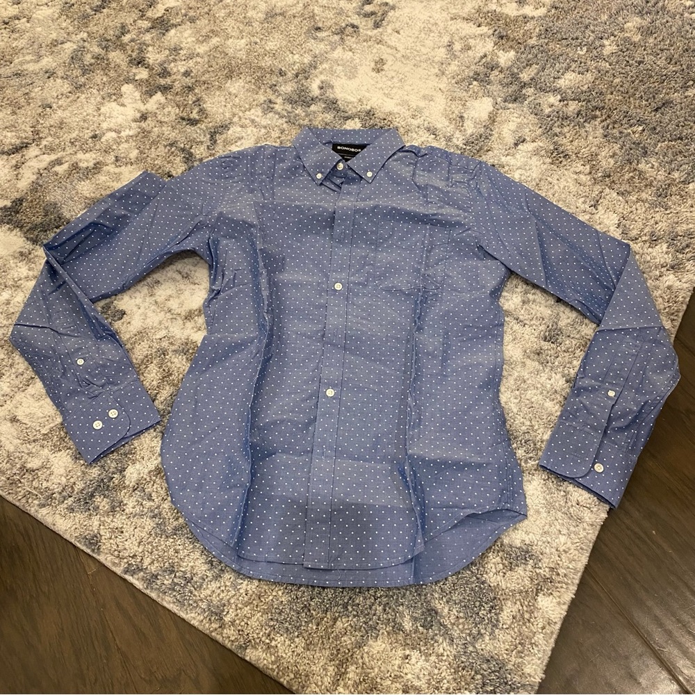 NWOT Men’s Bonobos Long Sleeved Polka Dot Shirt